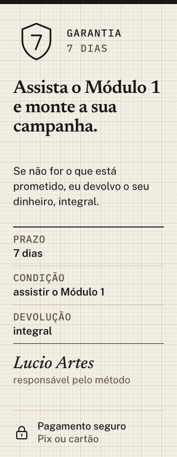 Garantia de 7 dias a partir da liberação · Acesso por 12 meses · Liberação 16/10 às 19h